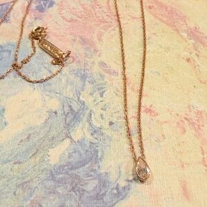 Delicate Rose Gold Teardrop Pendant Necklace - Women Jewelry